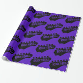 Papier Cadeau Motif de guitare violet Rock et Roll (Déroulé)