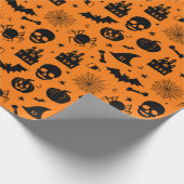 Papier Cadeau Motif de Halloween orange et noir (Coin)