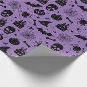 Papier Cadeau Motif de Halloween pourpre et noir (Coin)