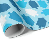 Papier Cadeau Motif de Hanoukka Chanukah Driedel (Coin rond)