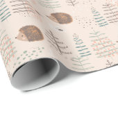 Papier Cadeau Motif de hérisson de bois mignon (Coin rond)