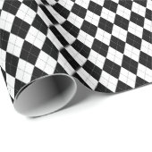 Papier Cadeau Motif de Jacquard géométrique noir blanc (Coin rond)