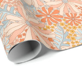 Papier Cadeau Motif de jardin à fleurs rétro (Coin rond)