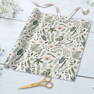 Papier Cadeau Motif de jardin botanique floral aquarelle