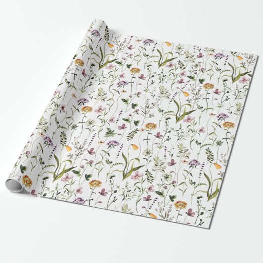 Papier Cadeau Motif de jardin fleur sauvage (Déroulé)