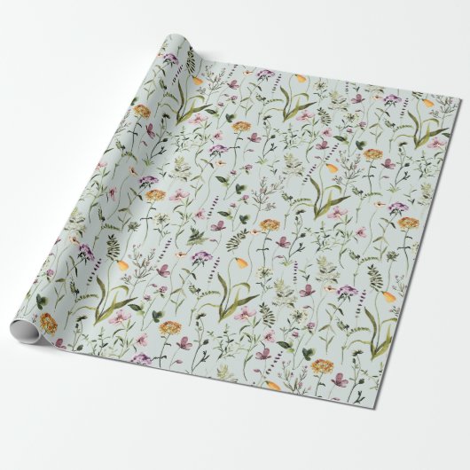 Papier Cadeau Motif de jardin fleur sauvage (Déroulé)