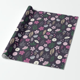 Papier Cadeau Motif de jardin floral à l'aquarelle