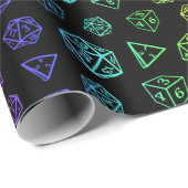 Papier Cadeau Motif de jeu de dés Rainbow D20 (Coin rond)