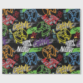 Papier Cadeau Motif de jeu graffiti néon (Plat)