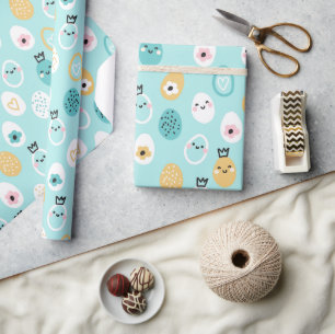 Papier Cadeau Motif de jolis œufs de Pâques Œufs pastel kawaii