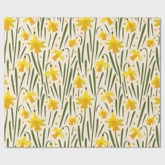 Papier Cadeau Motif de jonquilles jaunes Papier à envelopper (Plat)