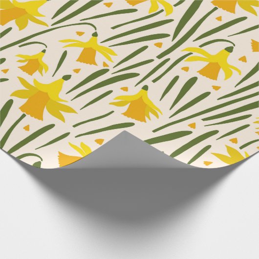 Papier Cadeau Motif de jonquilles jaunes Papier à envelopper (Coin)