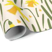Papier Cadeau Motif de jonquilles jaunes Papier à envelopper (Coin rond)