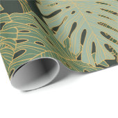 Papier Cadeau Motif de kaki vert et de monstère d'or (Coin rond)