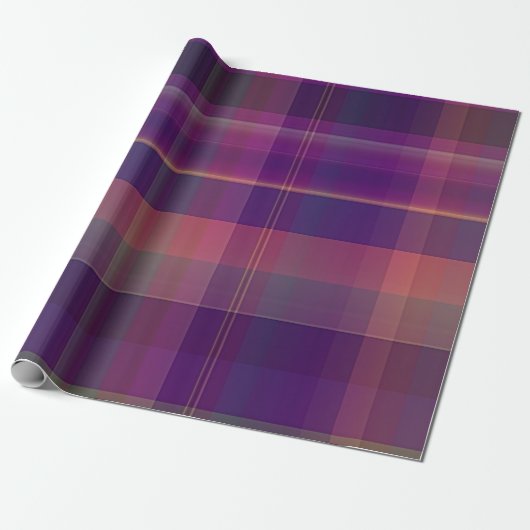 Papier Cadeau Motif de la bande de plaid de Madras pourpre foncé (Déroulé)