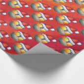 Papier Cadeau Motif de la boule Santa Hat Nine sur rouge (Coin)