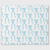 Papier Cadeau Motif de la Bow Bleue Aquarelle (Plat)