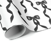 Papier Cadeau Motif de la Bow Noir (Coin rond)