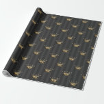 Papier Cadeau Motif de la Couronne Paris Grey et Gold Foil<br><div class="desc">Le papier d'emballage motif est couronné de gris et d'or.</div>