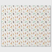 Papier Cadeau Motif de la fête d'anniversaire de l'animal mou (Plat)