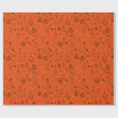 Papier Cadeau Motif de la fête d'Halloween Orange Doodle (Plat)