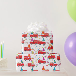 Papier Cadeau Motif de la Fête du Camion Rouge