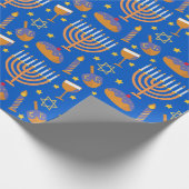 Papier Cadeau Motif de la fête juive Hanoukka Menorah (Coin)