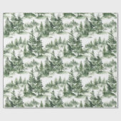 Papier Cadeau Motif de la forêt d'hiver aquarelle (Plat)