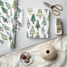 Motif de la forêt d'hiver de pin d'aquarelle