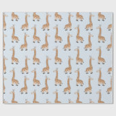 Papier Cadeau Motif de la Giraffe pour enfants | Bleu clair (Plat)
