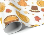 Papier Cadeau Motif de la journée de Thanksgiving (Coin rond)