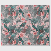 Papier Cadeau Motif de la jungle tropicale antique Sepia Parrots (Plat)