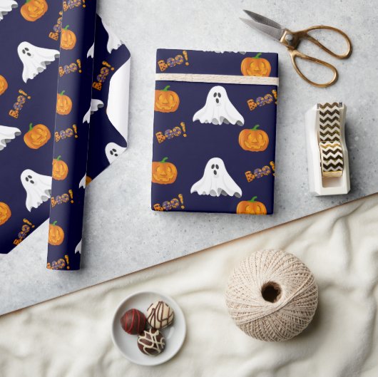 Papier Cadeau Motif de la lanterne Halloween Ghost Jack O' (Artisanat)