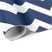 Papier Cadeau Motif de la marine bleu et blanc Chevron Zigzag (Coin rond)