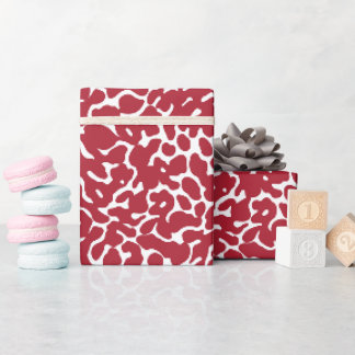 Papier Cadeau Motif de la peau de léopard rouge de Noël