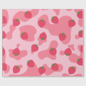 Papier Cadeau motif de la vache à fraise kawaii (Plat)