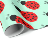 Papier Cadeau Motif de Ladybug rouge minuscule (Coin rond)