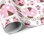 Papier Cadeau Motif De Ladybugs, Mignons Ladybugs, Pink Ladybugs (Coin rond)