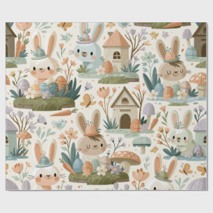 Papier Cadeau Motif de lapin de Pâques ludique