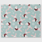 Papier Cadeau Motif de lapin d'hiver (Plat)