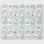 Papier Cadeau Motif de lapins de printemps (Plat)
