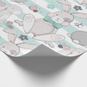 Papier Cadeau Motif de lapins de printemps (Coin)