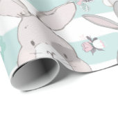 Papier Cadeau Motif de lapins de printemps (Coin rond)