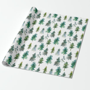 Papier Cadeau Motif de l'arbre des pins d'hiver