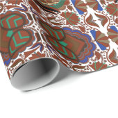 Papier Cadeau Motif de l'art populaire rustique estonien avec fl (Coin rond)