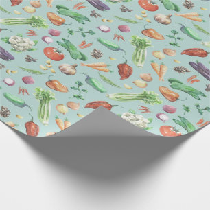 Papier Cadeau Motif de légume et d'épices d'aquarelle