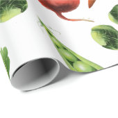 Papier Cadeau Motif de légumes colorés rustiques (Coin rond)