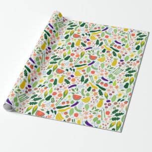 Papier Cadeau Motif de légumes et fruits de Whimsical