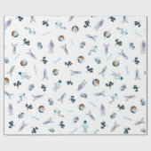 Papier Cadeau Motif de l'espace avec le satellite et les (Plat)