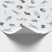 Papier Cadeau Motif de l'espace avec le satellite et les (Coin)